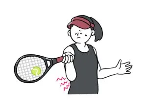 テニス肘に悩む女性のイラスト