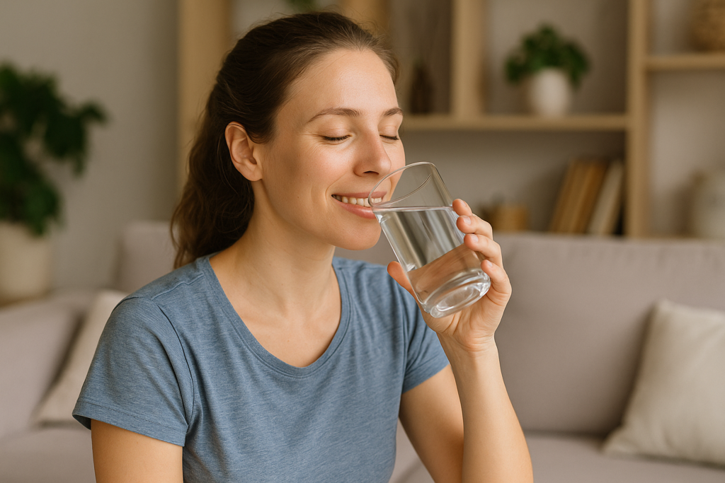 水分をこまめにとっている様子
